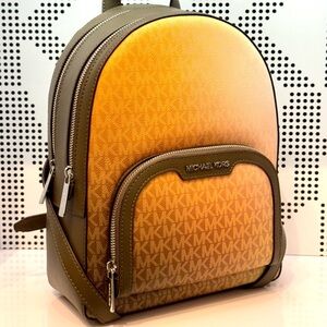 Michael Kors Jaycee Medium Ombré Signature Logo Backpack Olive Combo